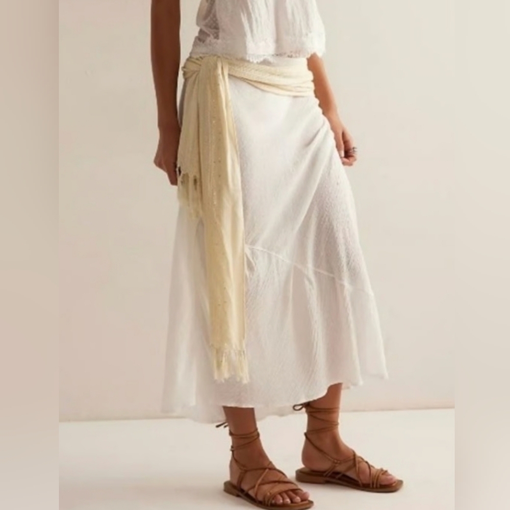 Nwt Free People Sweet On You Bias Half Slip, Clean Ivory Sheer, Size Medium